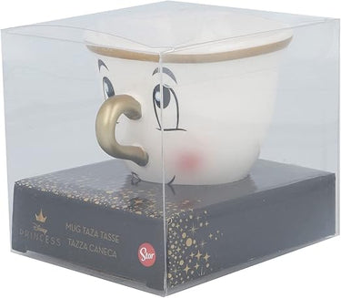 Stor Taza de cerámica con forma en 3D de 190 ml de Chip - La Bella y la Bestia en caja regalo